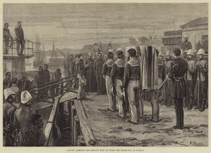 De Overleden Prins Imperial, Matrozen dragen het Lichaam van de Prins aan Boord van de Sleepboot, in Durban